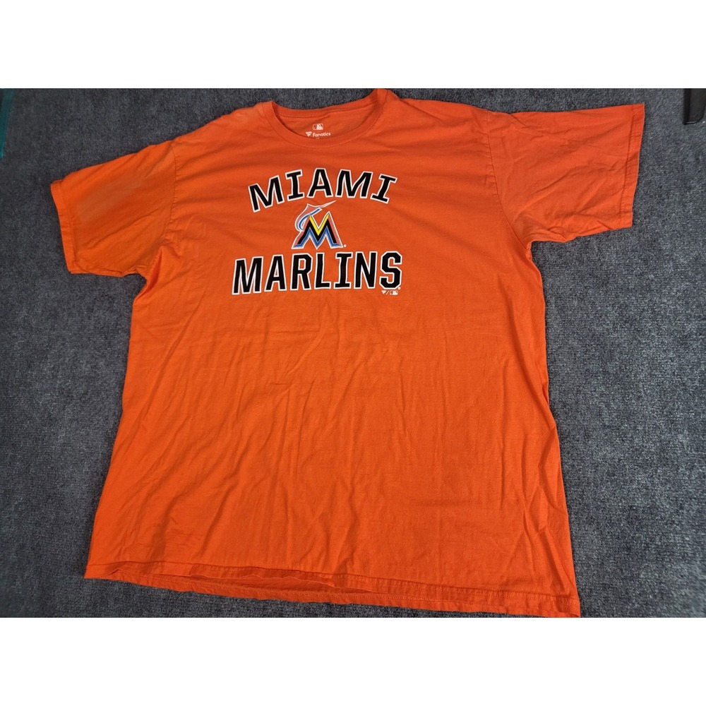 Miami Marlins Fanatics MLB T-Shirt Graphic Tee Orange Men Sz 2XL Baseball Casual